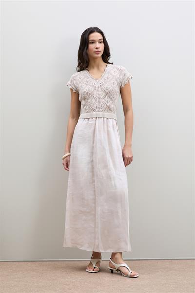 Льняное Миди-Платье С Ажурными Деталями