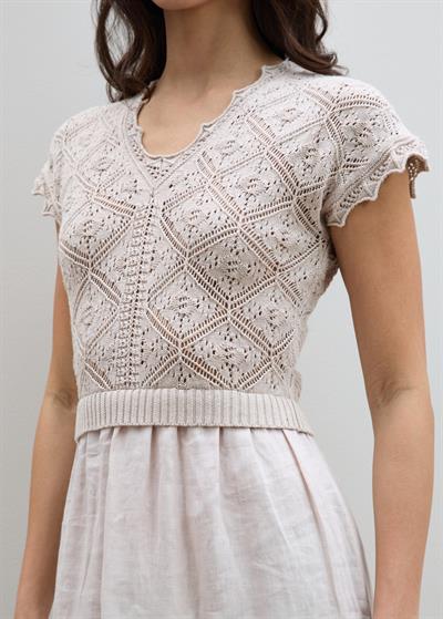 Льняное Миди-Платье С Ажурными Деталями