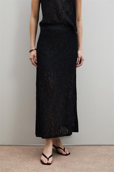 Ажурная миди-юбка с мини-пайетками ETK12766SİYAH