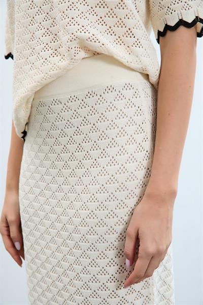 Ажурная юбка с деталями контрастного цвета ETK9336KEMİK