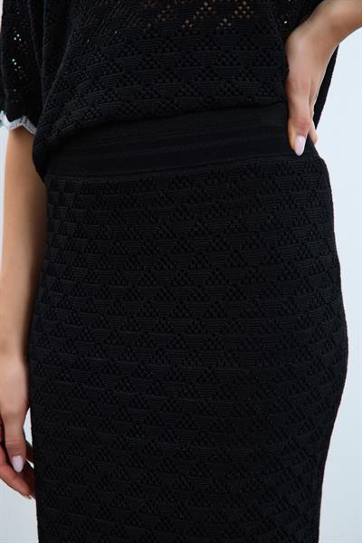 Ажурная юбка с деталями контрастного цвета ETK9336SİYAH