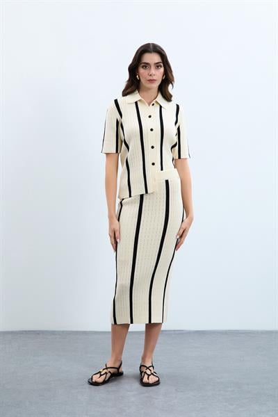 Ажурная юбка с полосками контрастного цвета ETK9372KEMİK