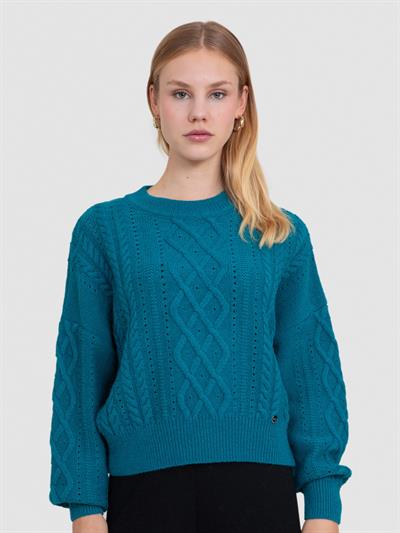 Свитер с круглым вырезом из смеси альпаки KZK8826PETROL