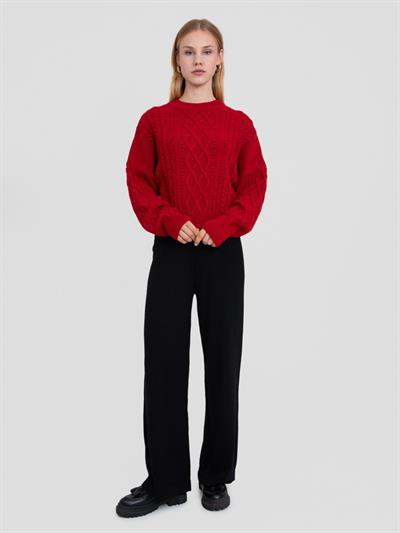 Свитер с круглым вырезом из смеси альпаки KZK8826KIRMIZI