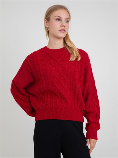 Свитер с круглым вырезом из смеси альпаки KZK8826KIRMIZI