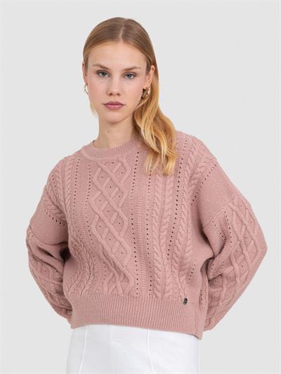 Свитер с круглым вырезом из смеси альпаки KZK8826PUDRA
