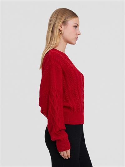 Свитер с круглым вырезом из смеси альпаки KZK8826KIRMIZI