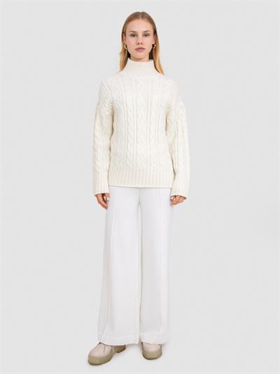 Свитер косой вязки с высоким воротником из смеси альпаки KZK8404KEMIK