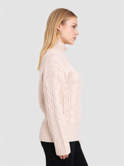 Свитер косой вязки с высоким воротником из смеси альпаки KZK8404BEJ