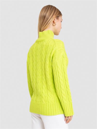 Свитер косой вязки с высоким воротником из смеси альпаки KZK8404LIMONYESIL
