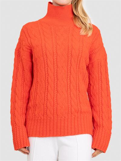 Свитер косой вязки с высоким воротником из смеси альпаки KZK8404ORANJ