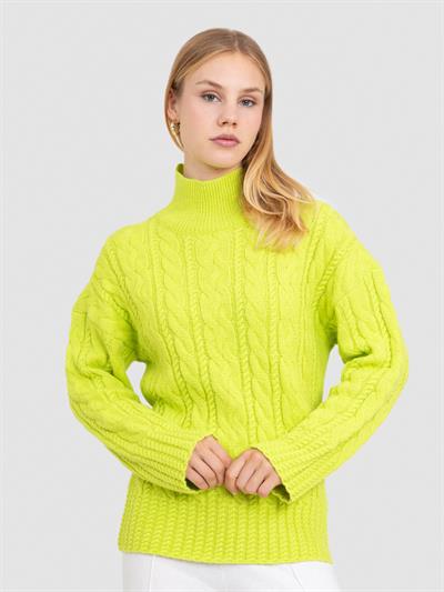 Свитер косой вязки с высоким воротником из смеси альпаки KZK8404LIMONYESIL
