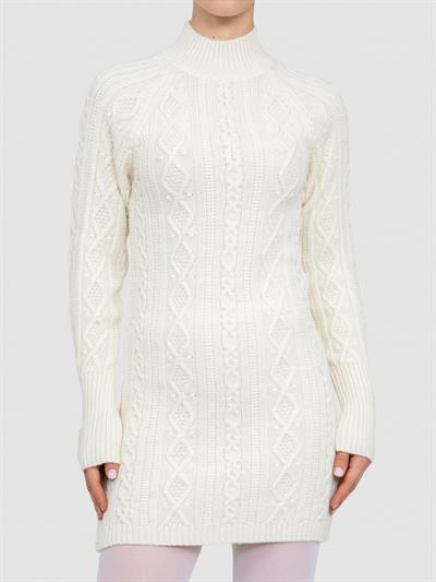 Платье косой вязки из смеси альпаки ELB8390KEMIK