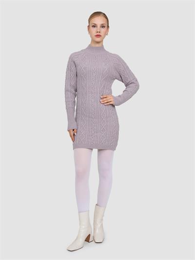 Платье косой вязки из смеси альпаки ELB8390KOYULILA