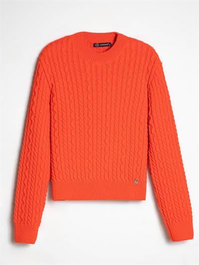 Свитер косой вязки из смеси альпаки KZK8158ORANJ