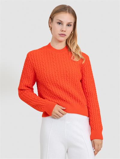 Свитер косой вязки из смеси альпаки KZK8158ORANJ