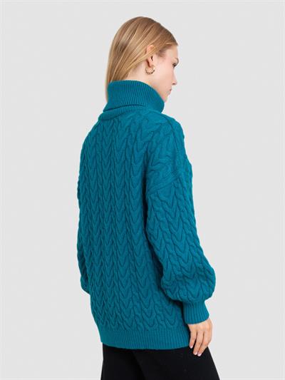 Свитер косой вязки с высоким воротником из смеси альпаки KZK8392PETROL