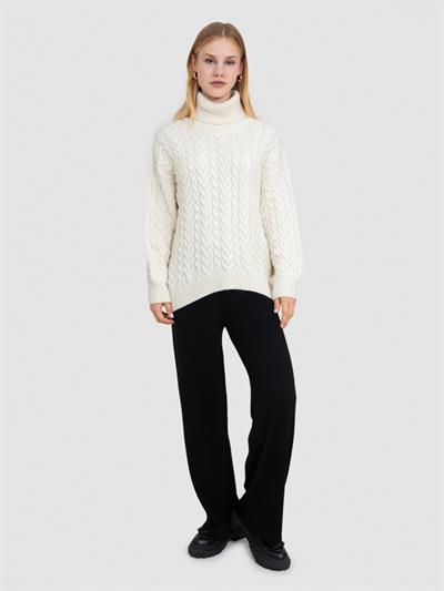 Свитер косой вязки с высоким воротником из смеси альпаки KZK8392KEMIK