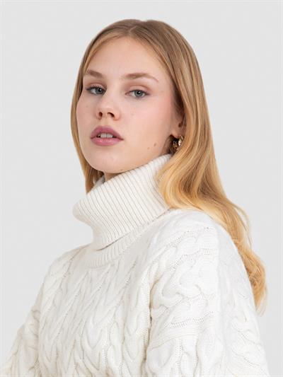 Свитер косой вязки с высоким воротником из смеси альпаки KZK8392KEMIK