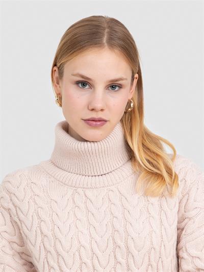 Свитер косой вязки с высоким воротником из смеси альпаки KZK8392BEJ