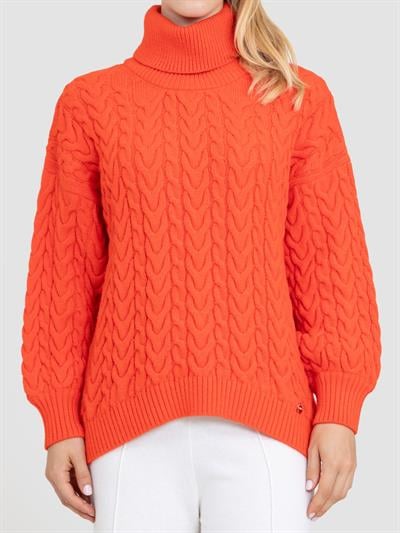 Свитер косой вязки с высоким воротником из смеси альпаки KZK8392ORANJ