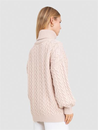 Свитер косой вязки с высоким воротником из смеси альпаки KZK8392BEJ