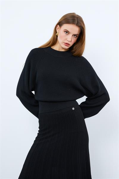 Свитер с высоким воротником и металлическими нитями KZK9894SİYAH