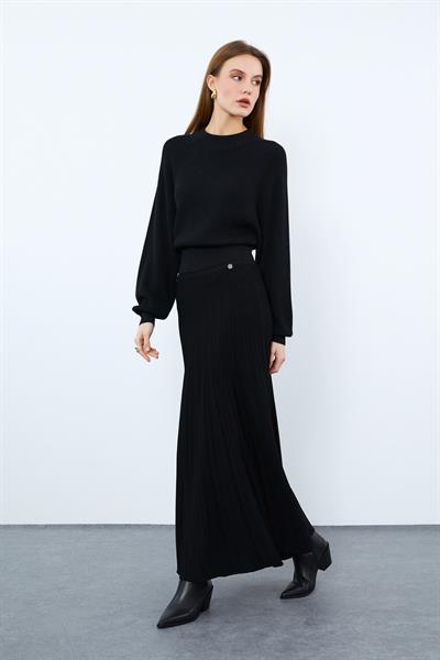 Свитер с высоким воротником и металлическими нитями KZK9894SİYAH