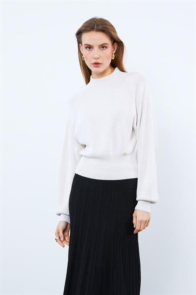 Свитер с высоким воротником и металлическими нитями KZK9894KEMİK