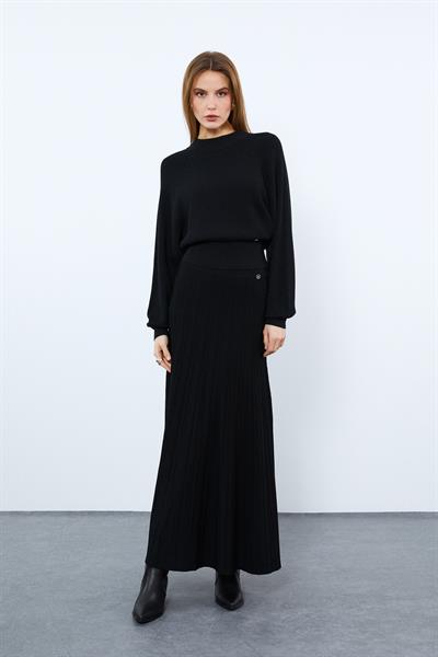 Свитер с высоким воротником и металлическими нитями KZK9894SİYAH