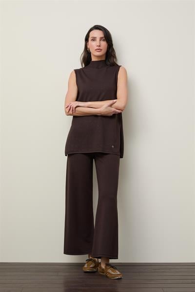 Туника с высоким воротом, мини-пайетками и разрезом TNK12738KAHVE