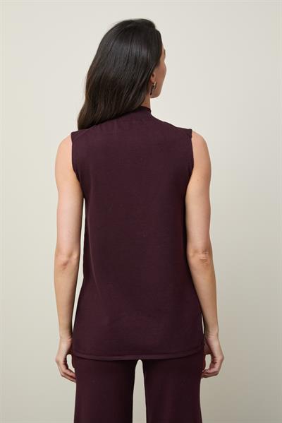 Туника с высоким воротом, мини-пайетками и разрезом TNK12738BORDO