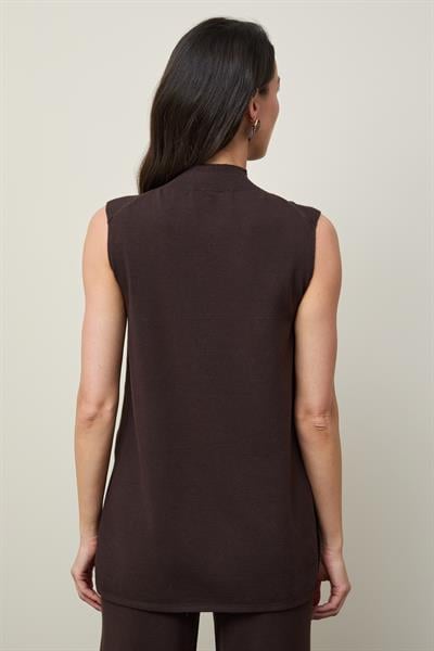 Туника с высоким воротом, мини-пайетками и разрезом TNK12738KAHVE