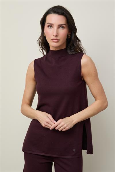 Туника с высоким воротом, мини-пайетками и разрезом TNK12738BORDO