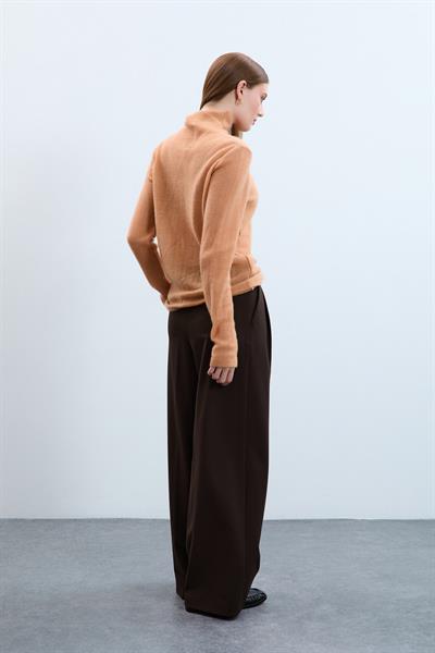 Свитер с высоким воротником из смеси мохера и шерсти KZK10350KOYU BEJ