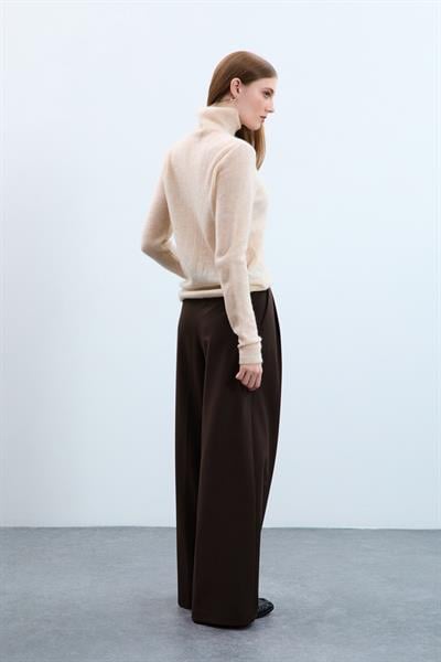 Свитер с высоким воротником из смеси мохера и шерсти KZK10350AÇIK BEJ