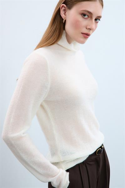 Свитер с высоким воротником из смеси мохера и шерсти KZK10350KEMİK