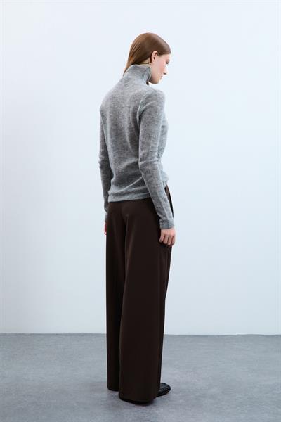 Свитер с высоким воротником из смеси мохера и шерсти KZK10350GRİ