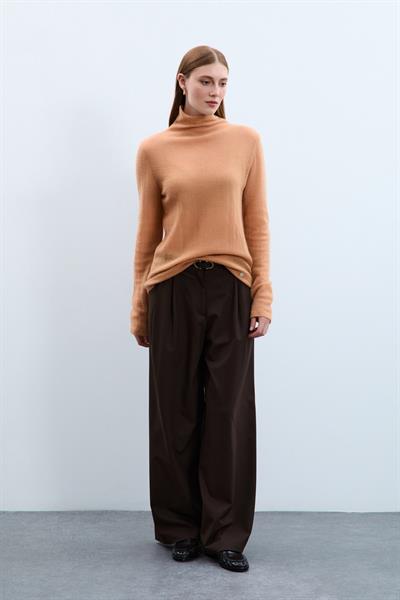 Свитер с высоким воротником из смеси мохера и шерсти KZK10350KOYU BEJ