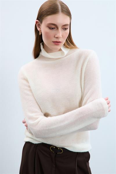 Свитер с высоким воротником из смеси мохера и шерсти KZK10350KEMİK