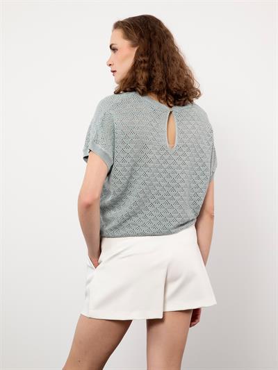 Ажурный свитер с круглым вырезом KZK9360GRI