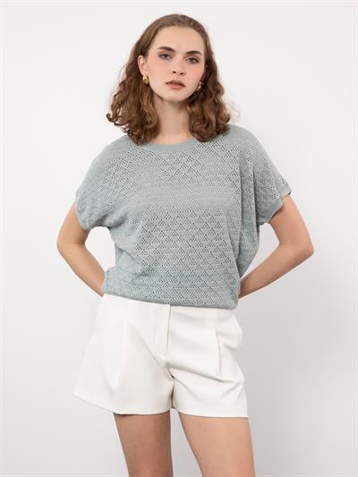 Ажурный свитер с круглым вырезом KZK9360GRI