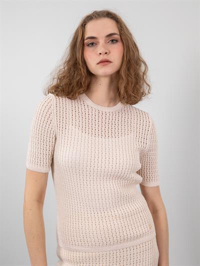 Ажурный свитер с круглым вырезом KZK8002PUDRA
