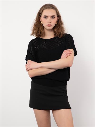 Ажурный свитер с круглым вырезом KZK9360SIYAH