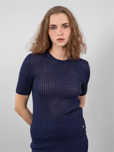 Ажурный свитер с круглым вырезом KZK8002LACIVERT