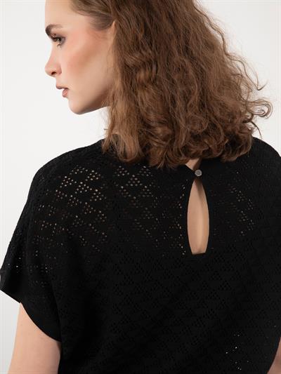 Ажурный свитер с круглым вырезом KZK9360SIYAH
