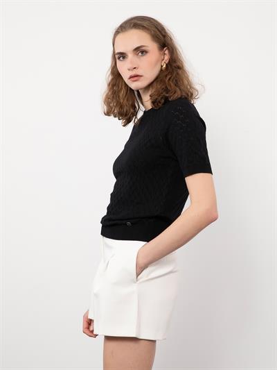 Ажурный свитер с круглым вырезом KZK9774SIYAH