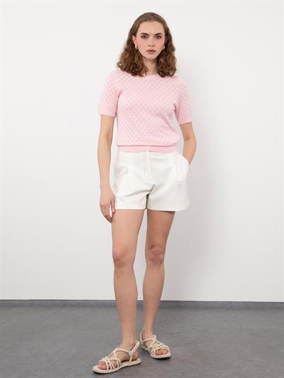 Ажурный свитер с круглым вырезом KZK9774PUDRA