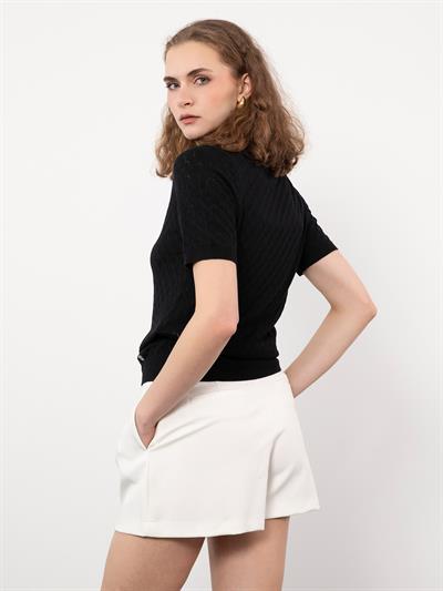 Ажурный свитер с круглым вырезом KZK9774SIYAH