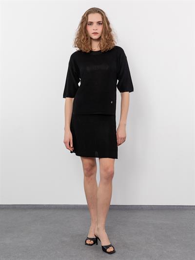 Свитер с круглым вырезом и короткими рукавами KZK8030SIYAH